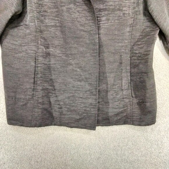 Eileen Fisher Dinner Blazer Womens Sz L Black 3/4 Sleeve Solid Open Front Fitted - Picture 3 of 13